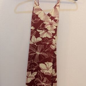 Rusty Red and Cream Floral Mini Dress